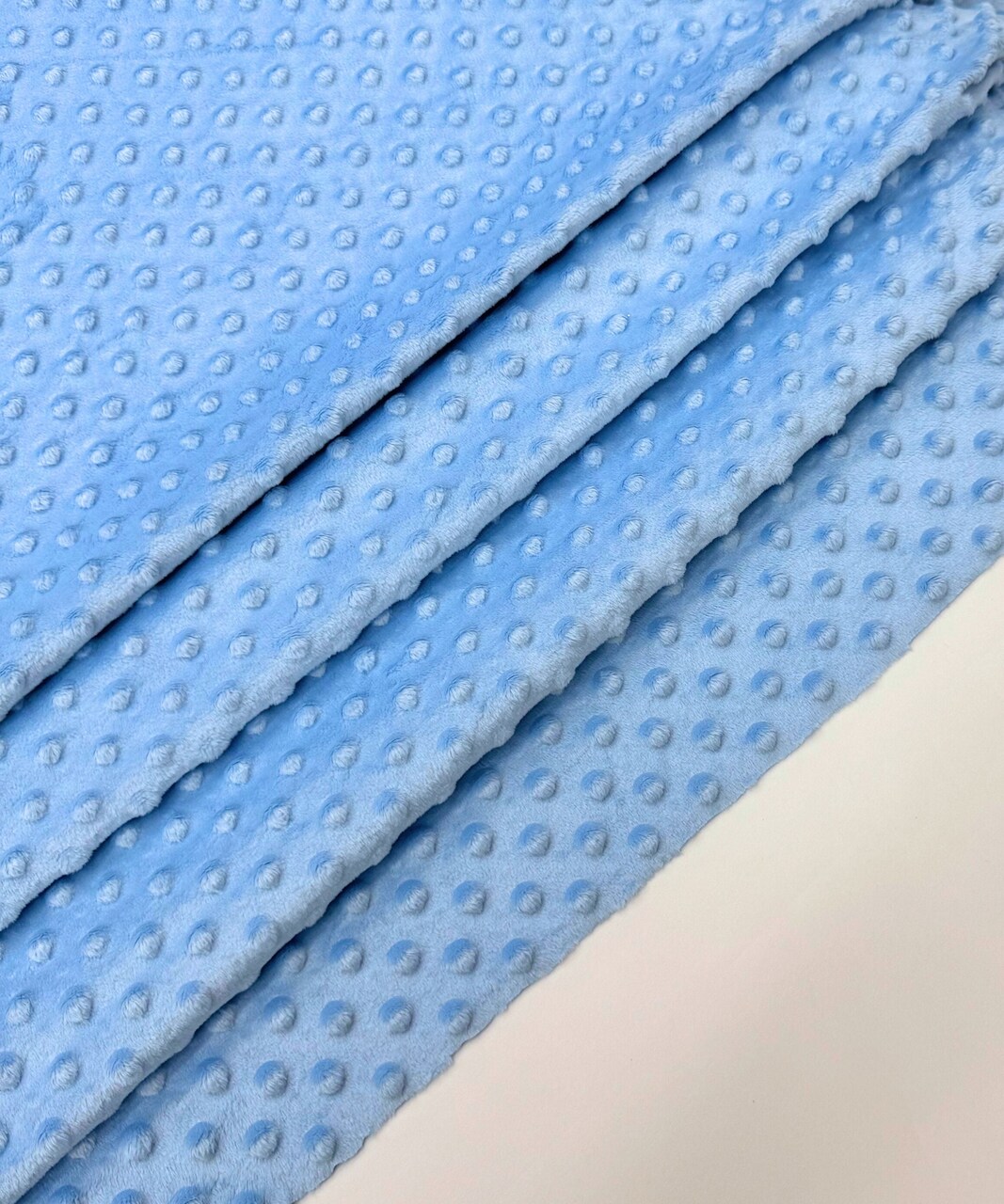 Baby Blue Minky Dot Fabric by the Yard, 60" Wide Ultra-Soft Plush Minky Fabric for Baby Blankets, Nursery Decor, Plush Toys & Sewing